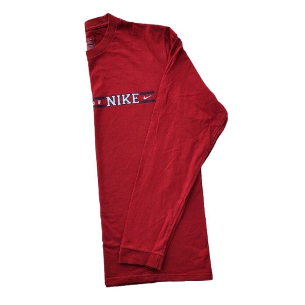 Nike Long Sleeve Shirt Mens L Red Y2K Property Of Nike Athletic Dept - Picture 10 of 11